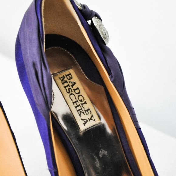 Badgley Mishka Purple Satin High Heels - Picture 5 of 12